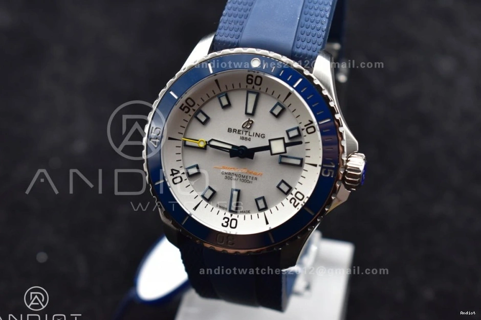 1:1 White Dial A2824 BLSF SS Automatic Strap SuperOcean Edition on 42 Blue Rubber Best 0423